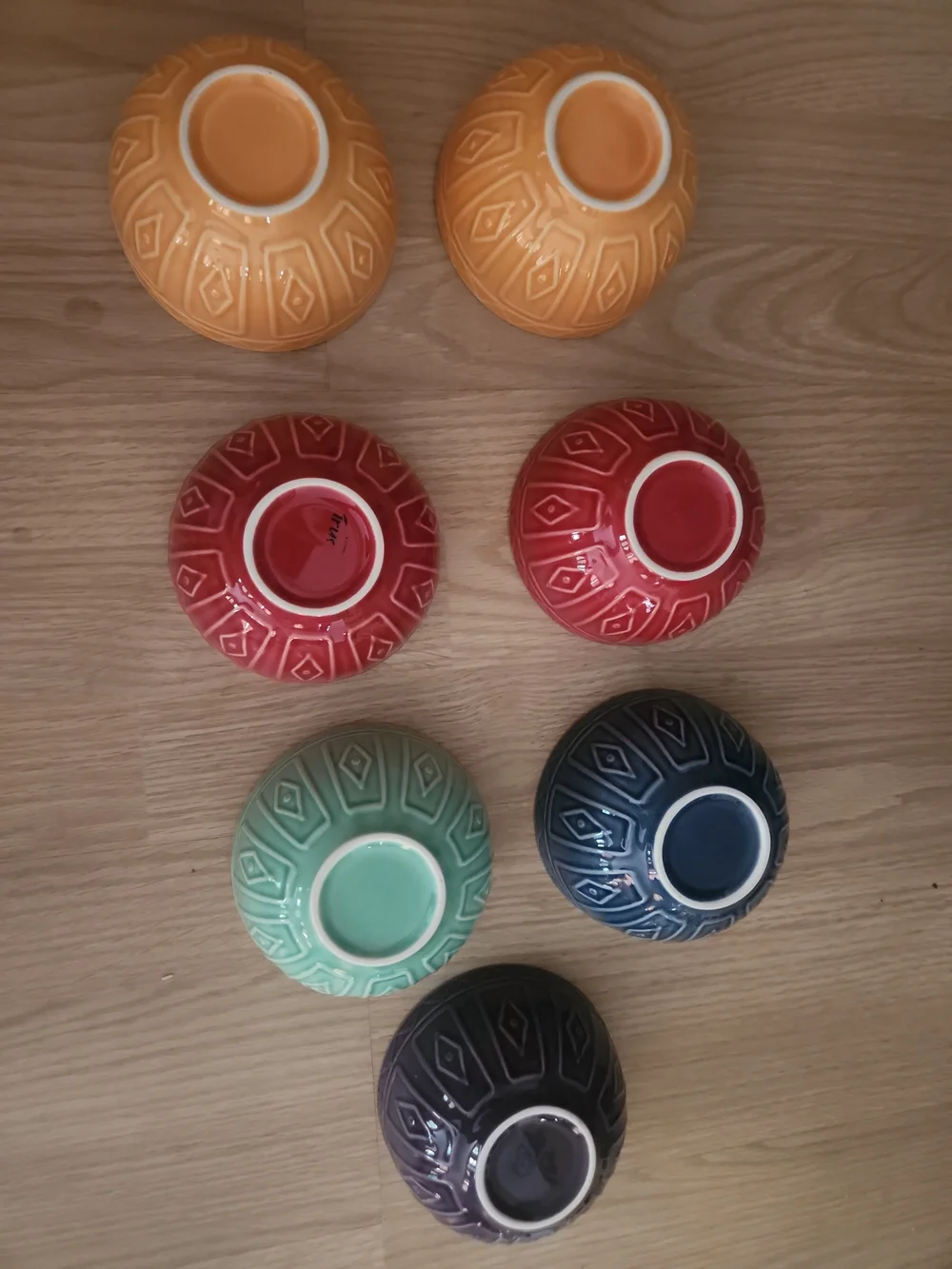 Set of Colorful Trudeau Ceramic Bowls - Pink, Blue, Green, Orange